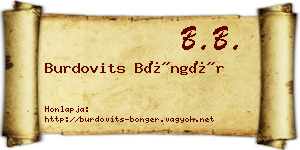 Burdovits Böngér névjegykártya